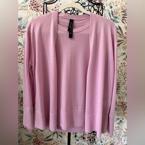 Marc Cain Luxury Lavender Ruffle Cardigan Sweater Set 2-PC Virgin Wool US 8/10